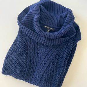 Banana Republic Cowl Neck Navy Blue Knit Sweater